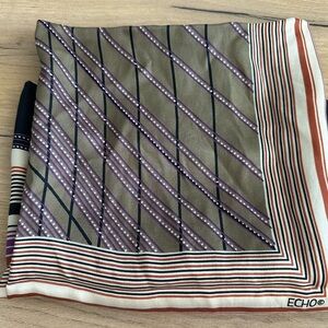 Vintage Echo Chinon & Silk Scarf - Black, Purple, Olive, Rust Stripe